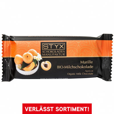 BIO-Milchschokolade gefüllt mit Marillenbrand-Ganache