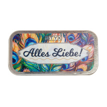 Metalletui Alles Liebe - Pfauenfedern